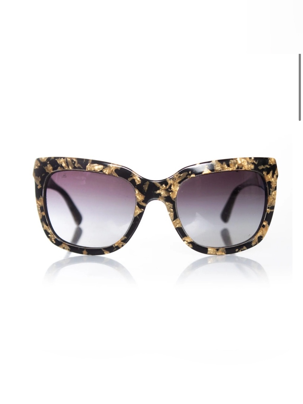 Dolce & Gabbana Black Frame Sunglasses with Gold Flake Pattern